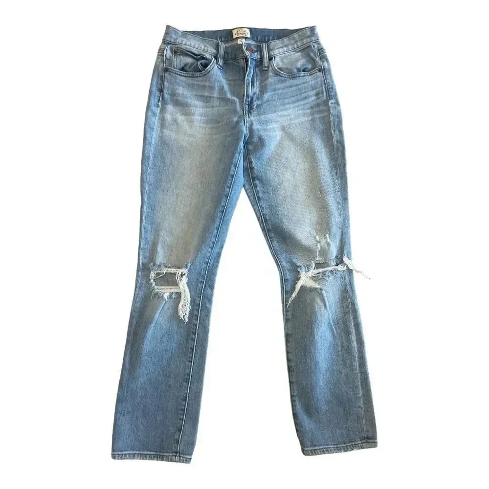 J. Crew Broken-In Boyfriend Distressed Slim Jeans Size 25